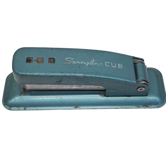 Vintage SWINGLINE CUB Teal Green Desktop Stapler Made in USA - Picture 1 of 12